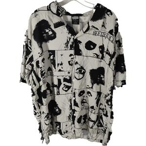 Beetlejuice Men's 3XL (54-56) Rayon Button Up Light Weight Shirt Halloween